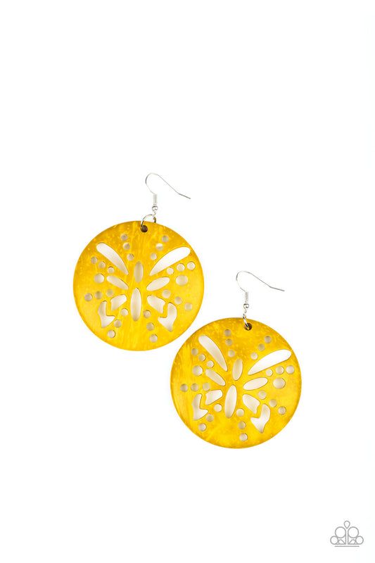 Bali Butterfly - Yellow - Paparazzi Earrings