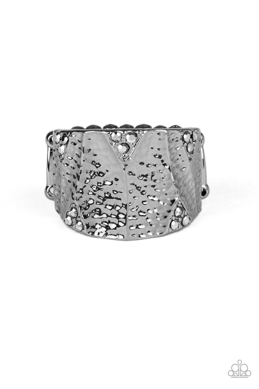 Industrial Indentation - Black - Paparazzi Ring