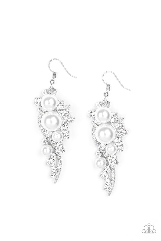 High-End Elegance - White - Paparazzi Earrings