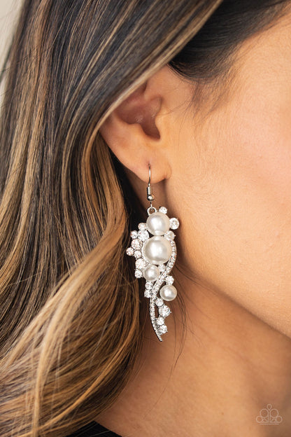 High-End Elegance - White - Paparazzi Earrings