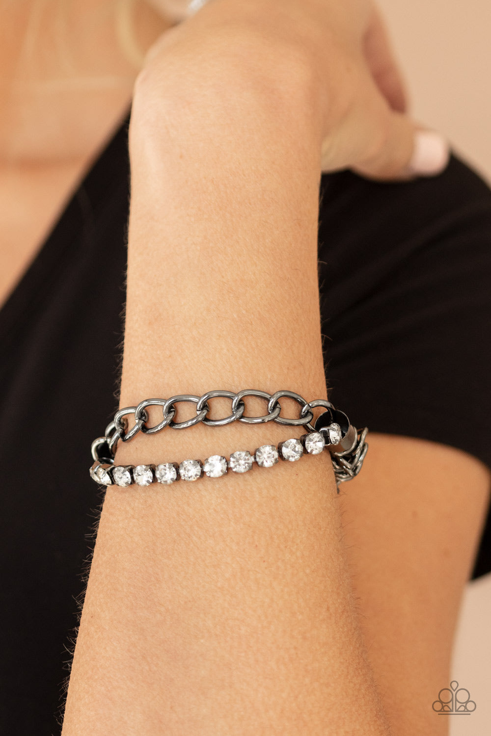 Glamour Grid  - Black - Paparazzi Bracelet