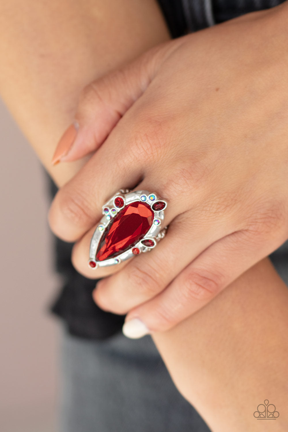 Sparkle Smitten - Red - Paparazzi Ring