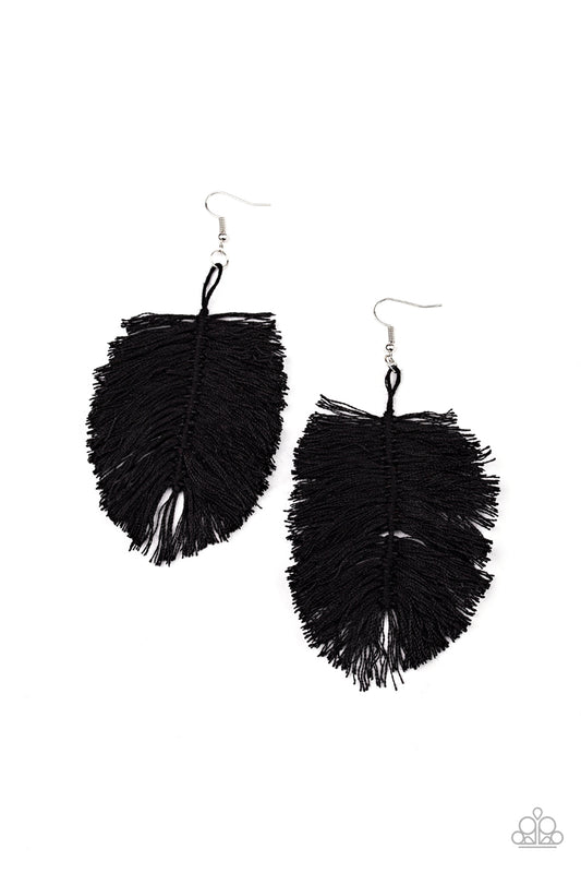 Hanging by a Thread - Black - Paparazzi Earrings