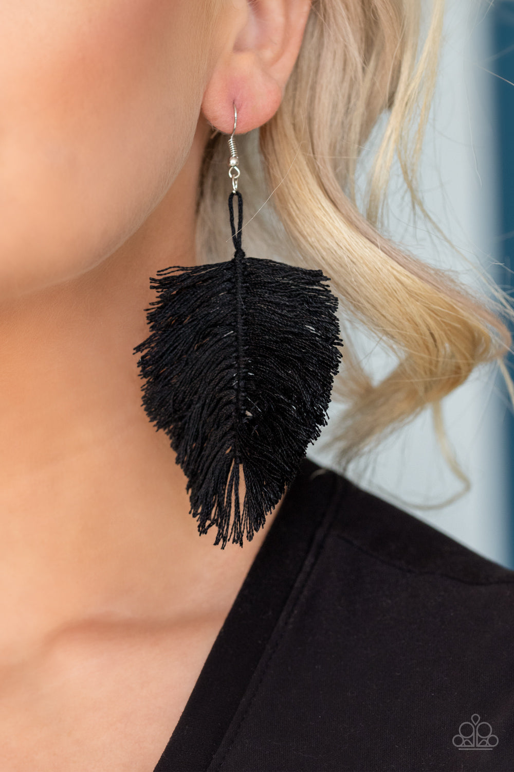 Hanging by a Thread - Black - Paparazzi Earrings