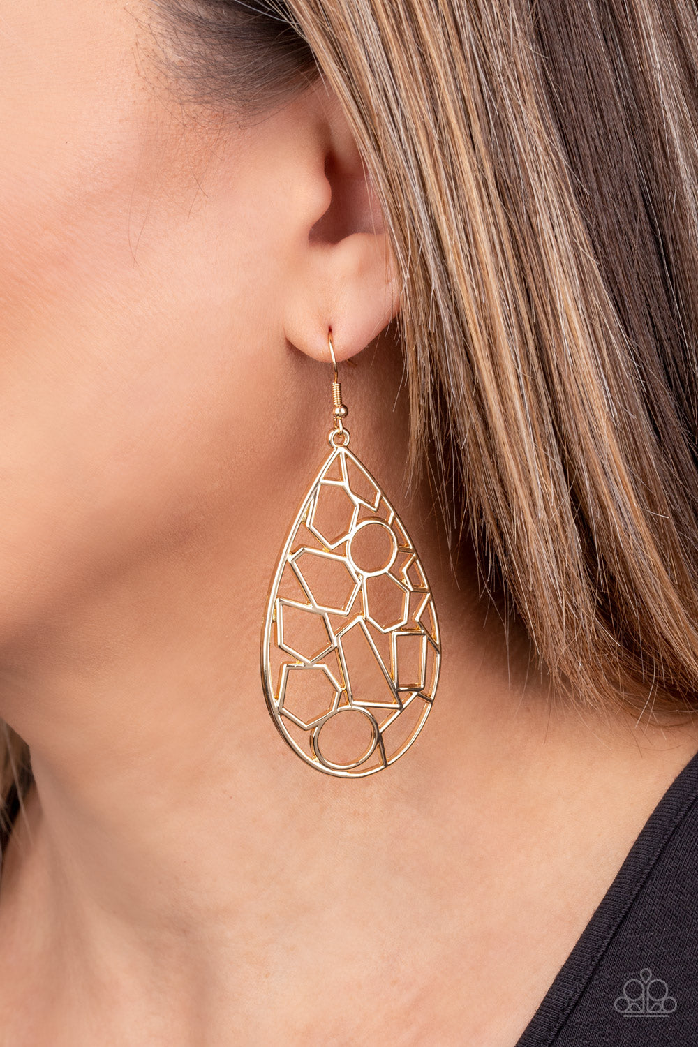 Reshaped Radiance - Gold - Paparazzi Earrings