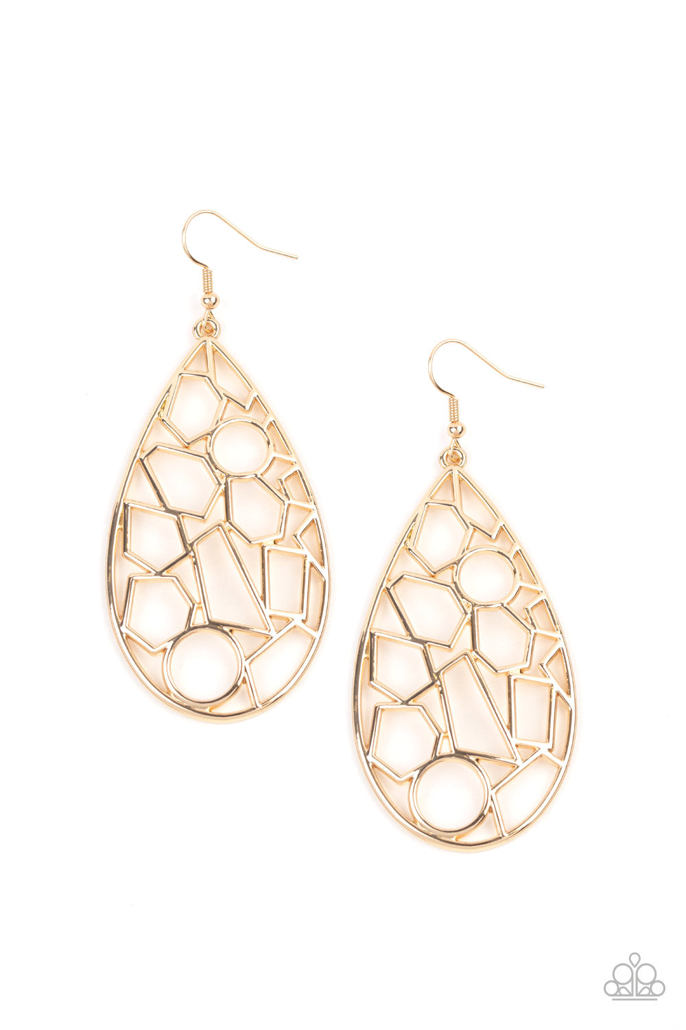 Reshaped Radiance - Gold - Paparazzi Earrings