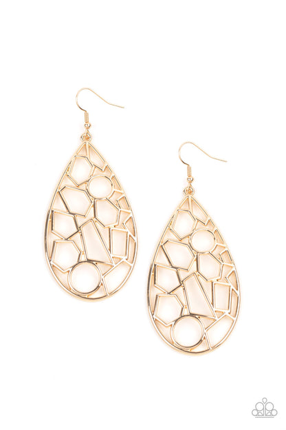 Reshaped Radiance - Gold - Paparazzi Earrings