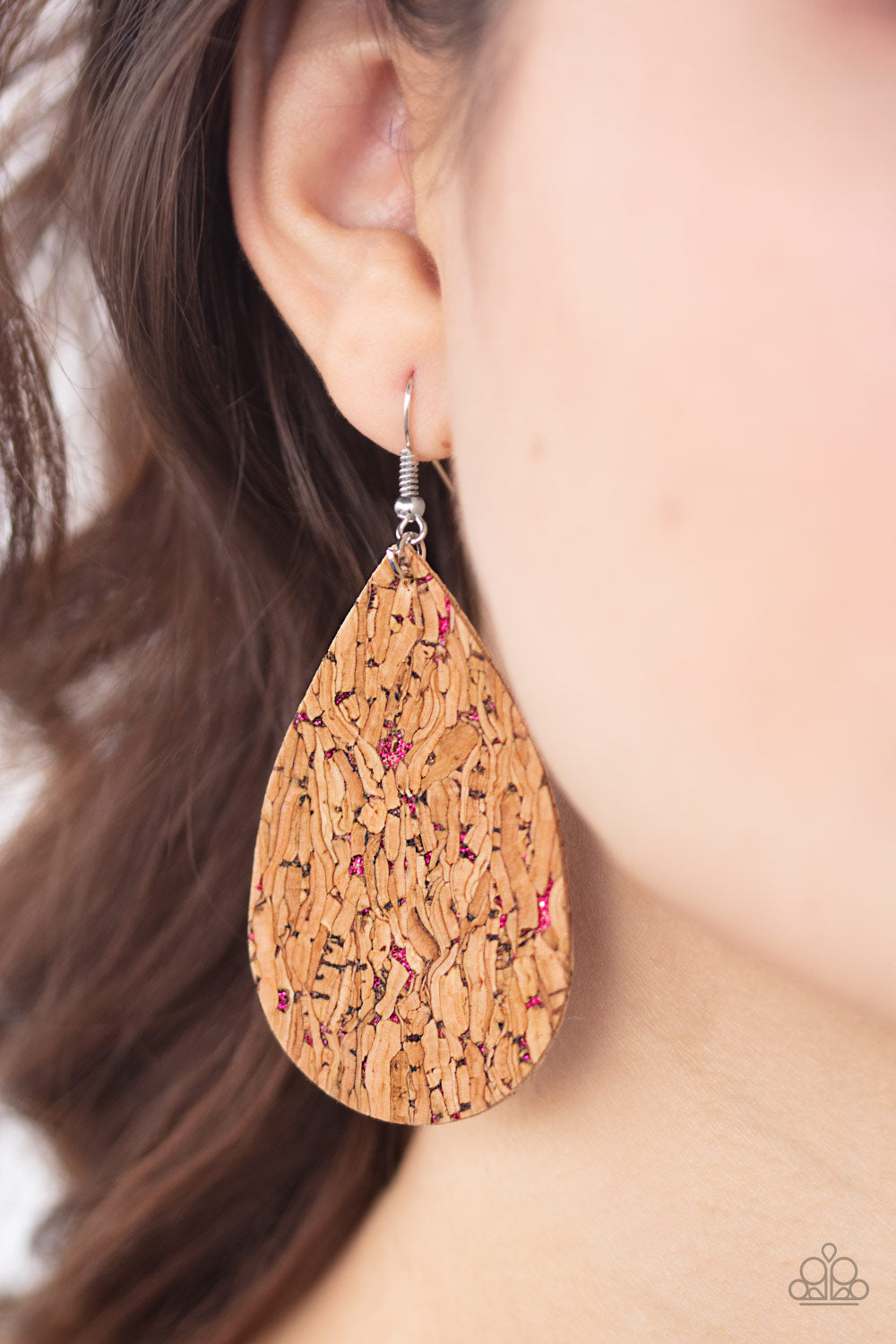 Cork It Over - Pink Fish Hook Earrings