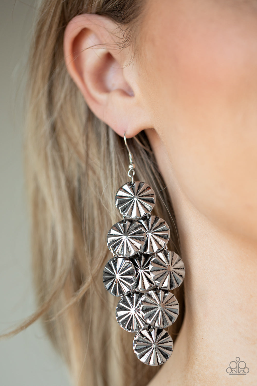 Star Spangled Shine - Silver Earrings - Paparazzi Earrings