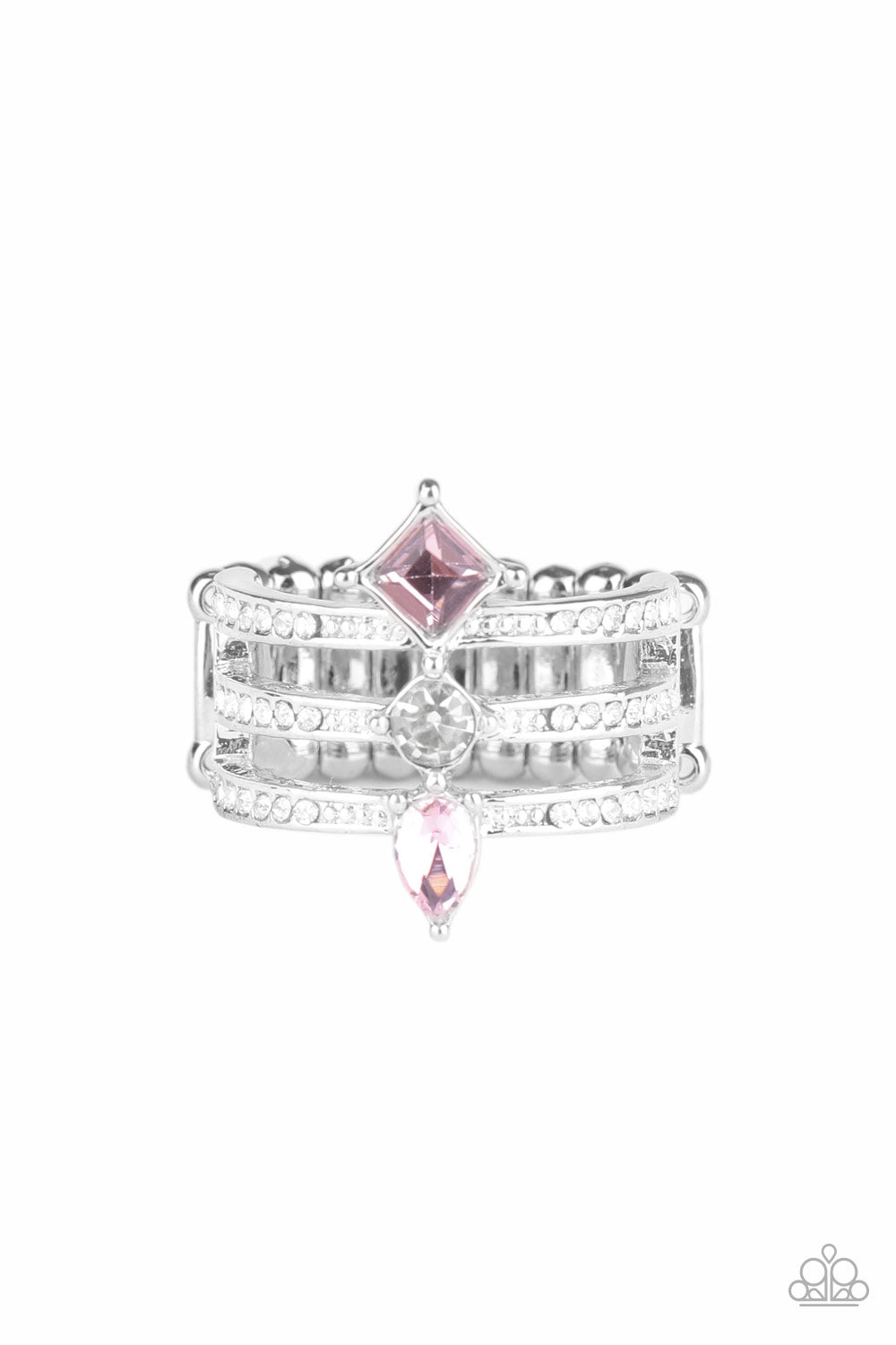 Triple Throne Twinkle - Pink - Paparazzi Ring