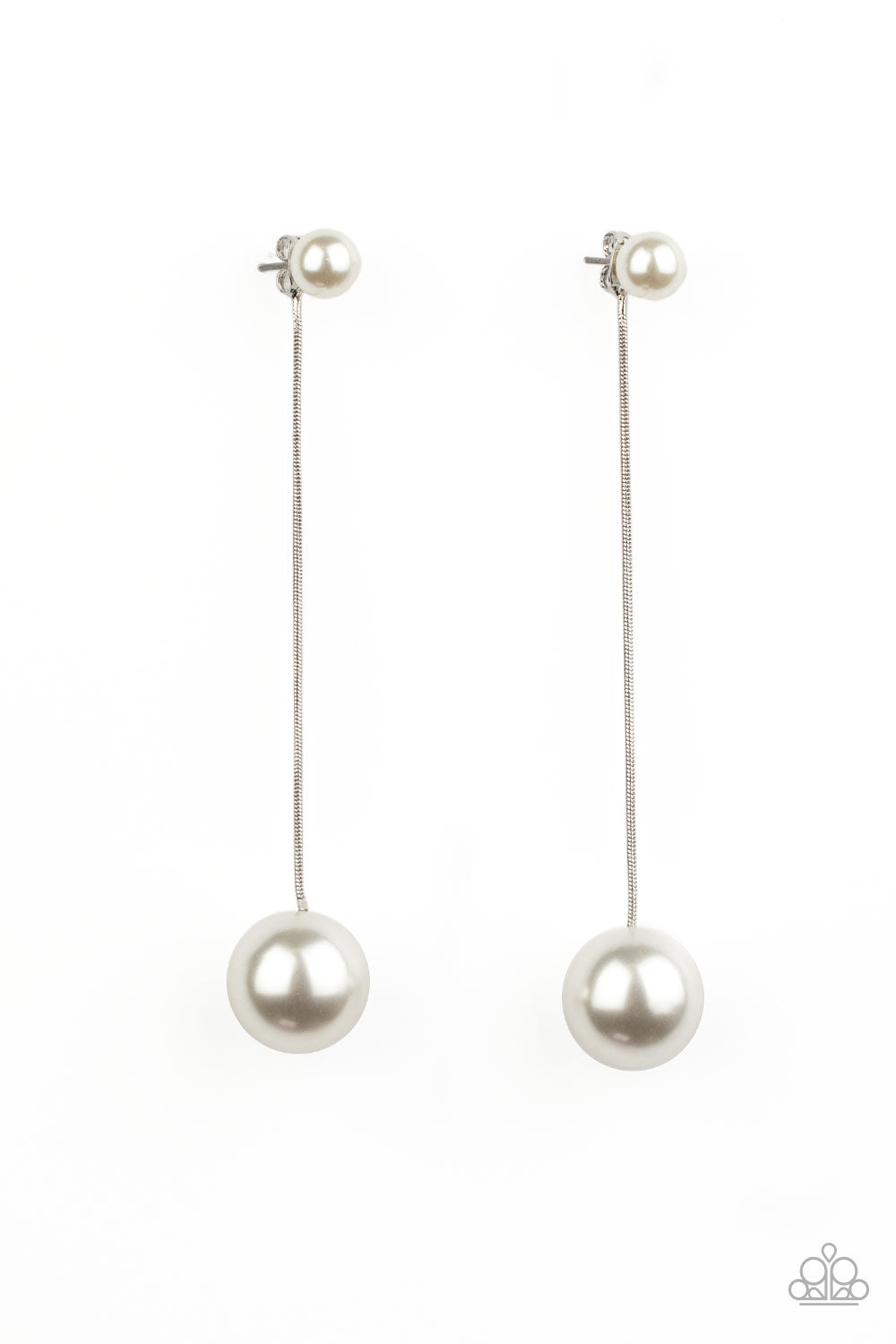 Extended Elegance - White Post Earrings