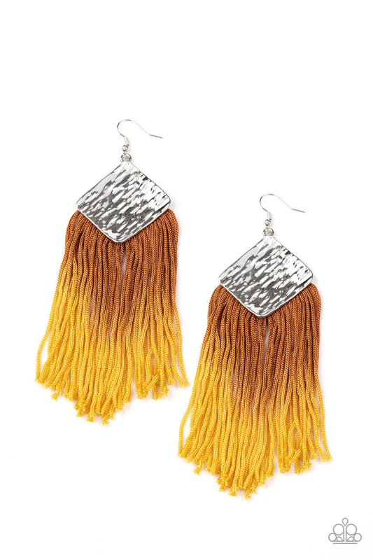 Dip The Scales - Yellow - Paparazzi Earrings
