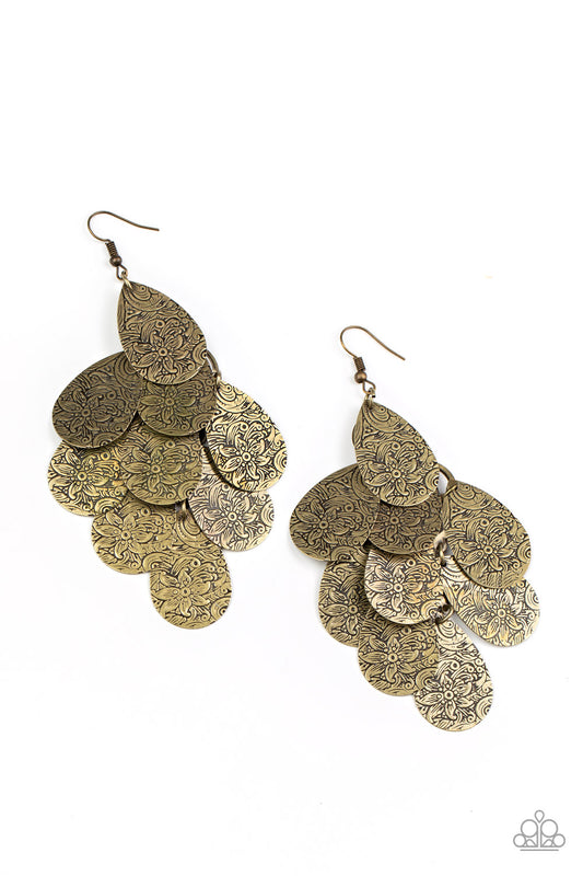 Hibiscus Harmony - Brass - Paparazzi Earrings