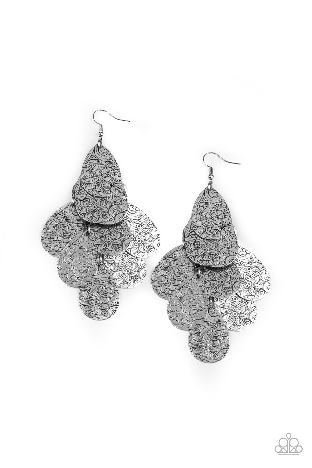 Hibiscus Harmony - Silver - Paparazzi Earrings