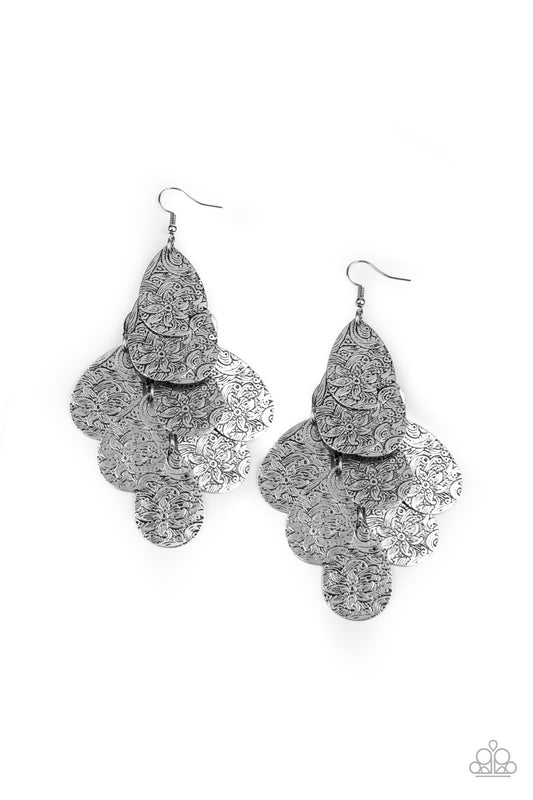 Hibiscus Harmony - Silver - Paparazzi Earrings