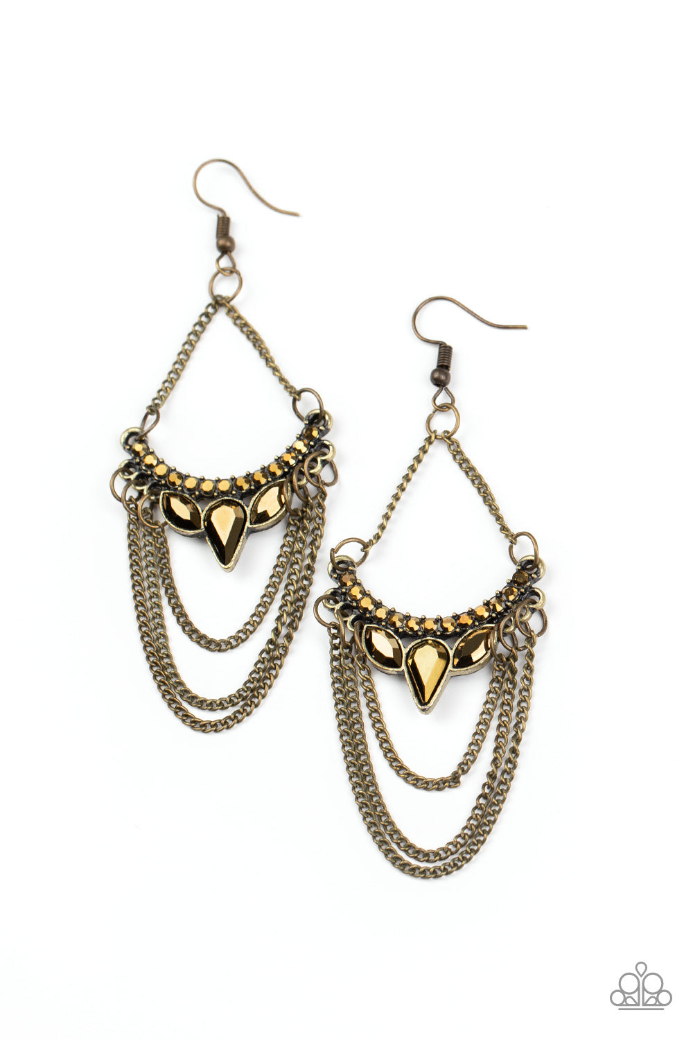 Burst Into Tiers - Brass - Paparazzi Earrings