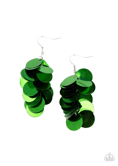 Now You SEQUIN It - Green - Paparazzi Earrings