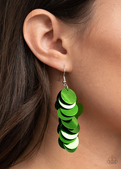 Now You SEQUIN It - Green - Paparazzi Earrings