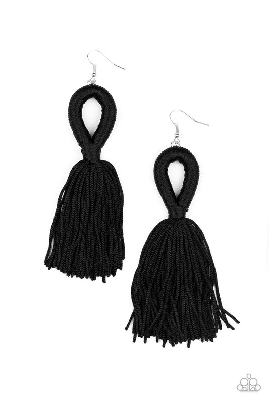 Tassels and Tiaras - Black - Paparazzi Earrings