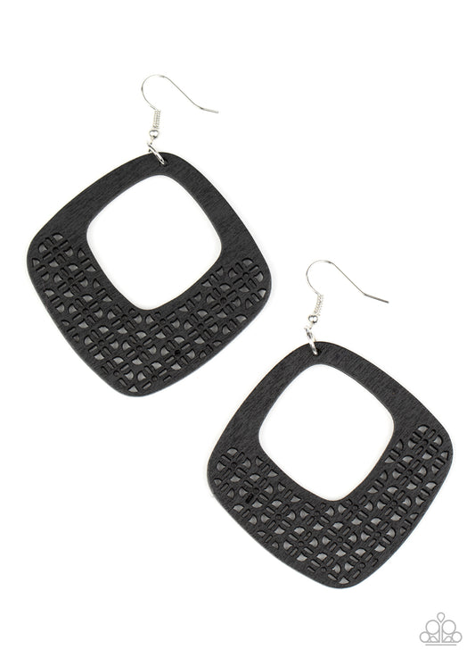 WOOD You Rather - Black Wood - Paparazzi Earrings