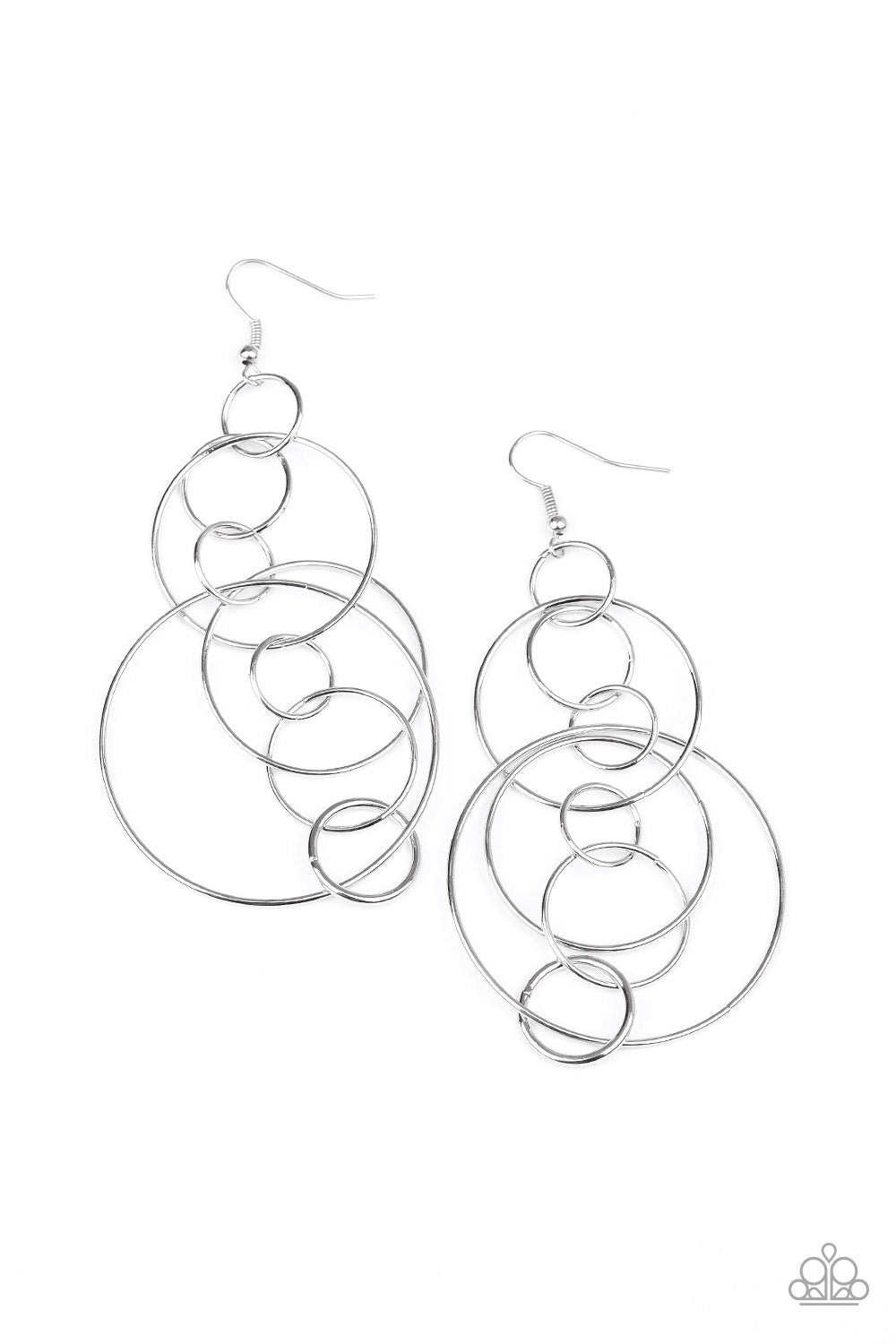 Running Circles Around You - Silver - Paparazzi Earrings