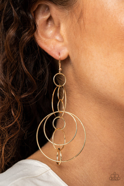 Running Circles Around You - Gold - Paparazzi Earrings