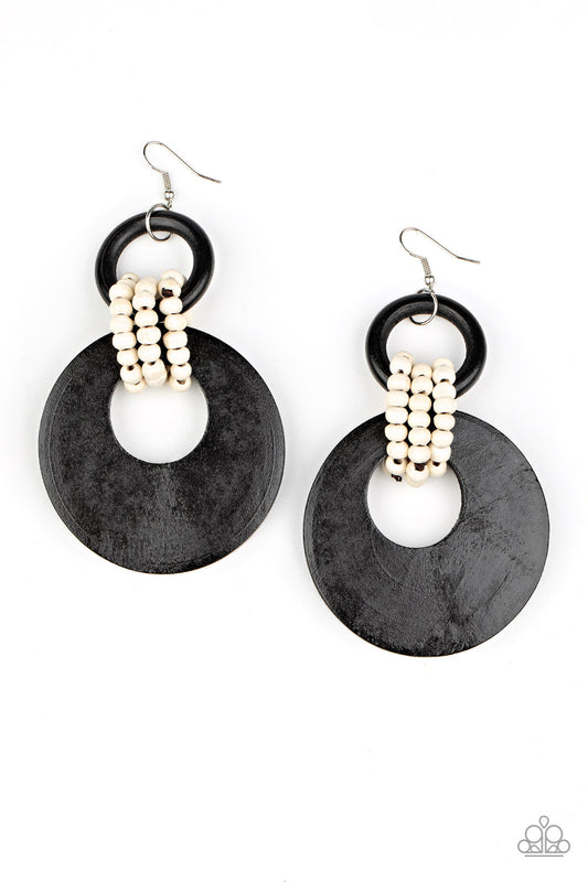 Beach Day Drama - Black -Paparazzi Earrings