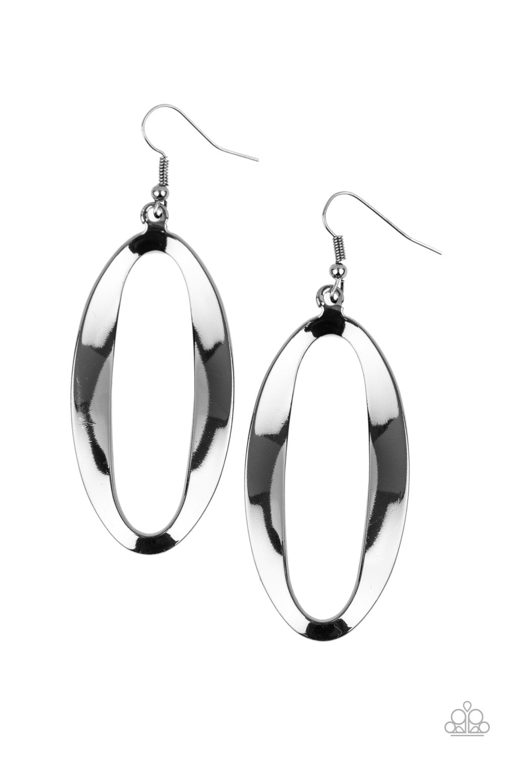 Oval My Head - Black - Paparazzi Earrings