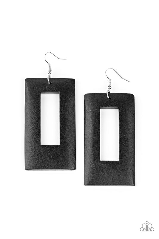 Totally Framed - Black - Paparazzi Earrings