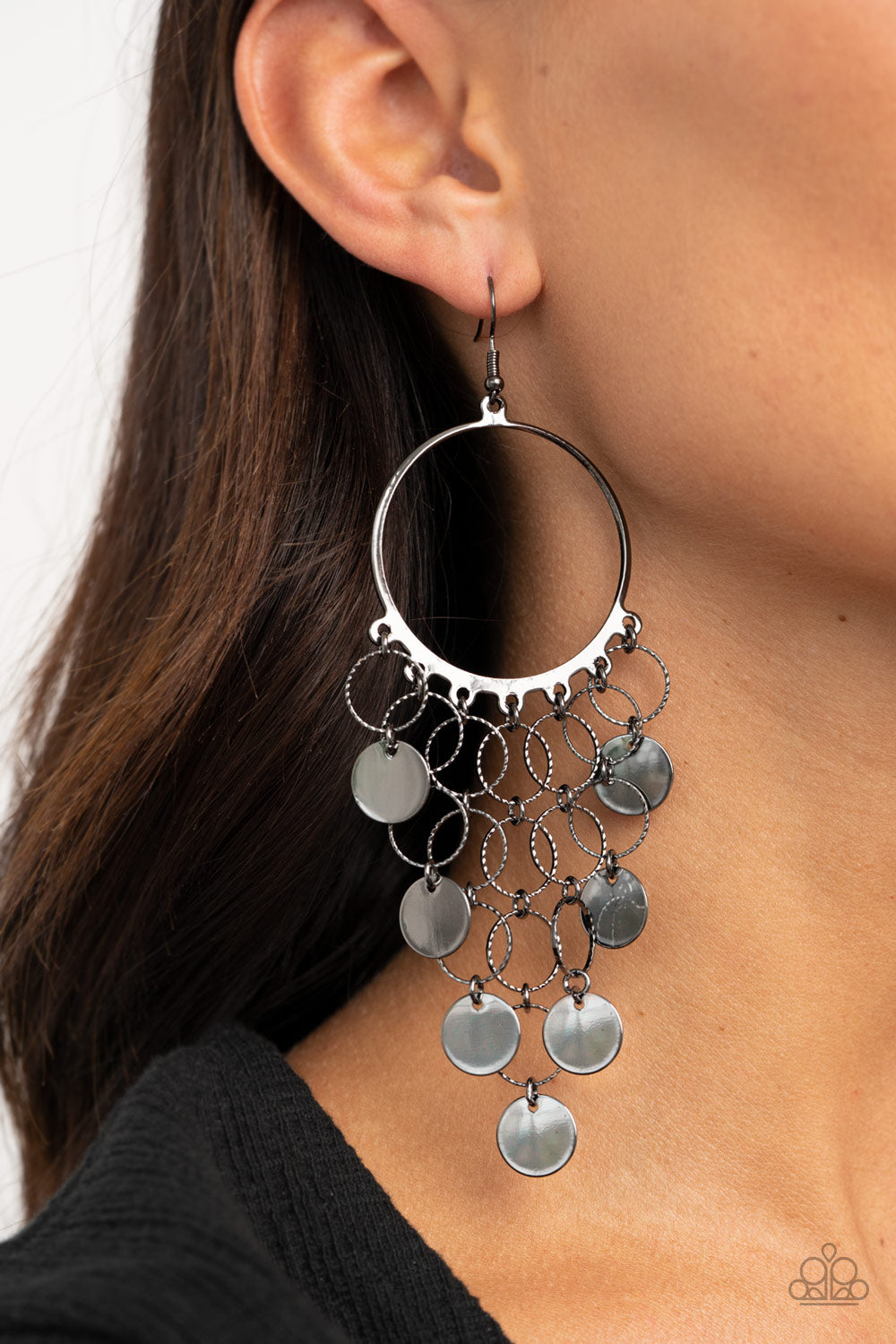 Take a Chime Out - Black - Paparazzi Earrings