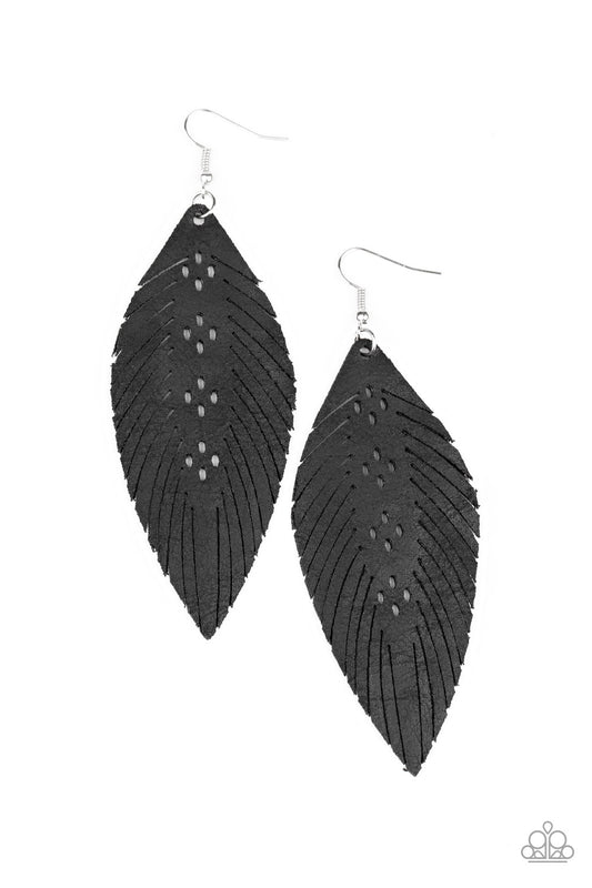 Wherever The Wind Takes Me - Black - Paparazzi Earrings