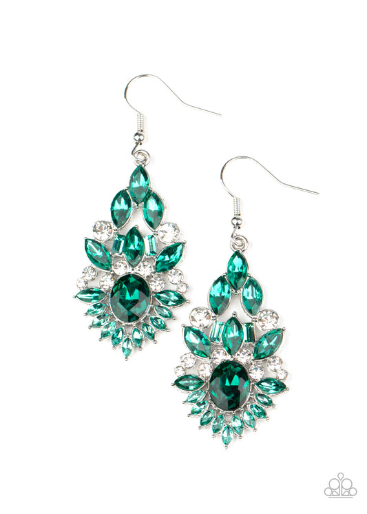 Ice Castle Couture - Green - Paparazzi Earrings