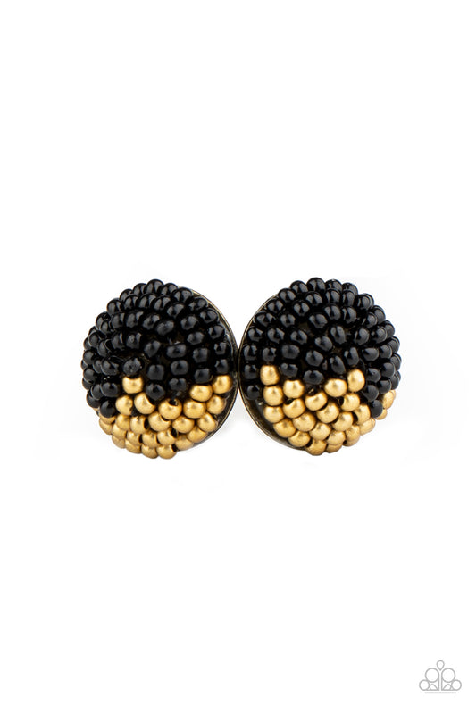 As Happy As Can Bead - Black - Paparazzi Earrings