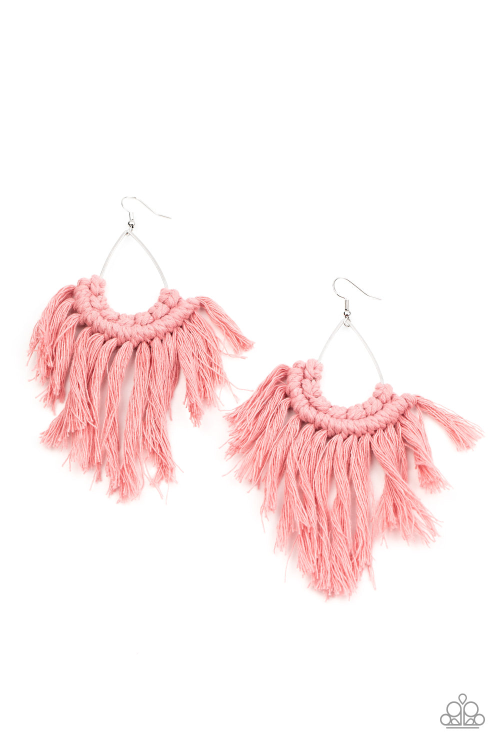 Wanna Piece Of Macrame? - Pink - Paparazzi Earrings