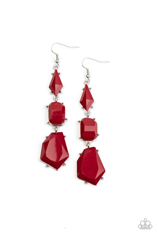 Geo Getaway - Red - Paparazzi Earrings