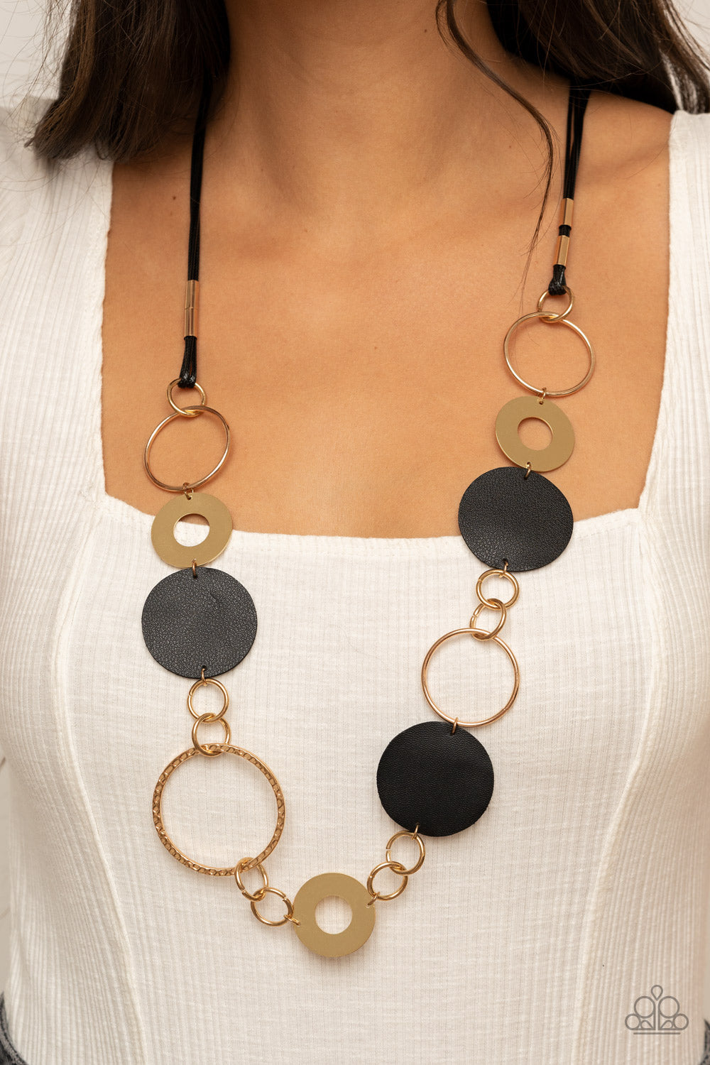 Sooner or LEATHER - Black - Paparazzi Necklace