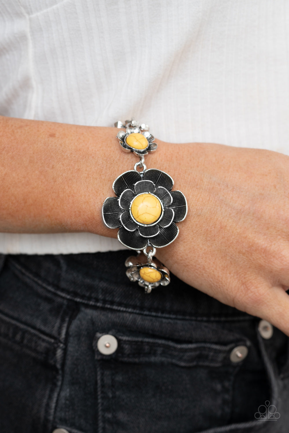 Badlands Blossom - Yellow - Paparazzi Bracelet