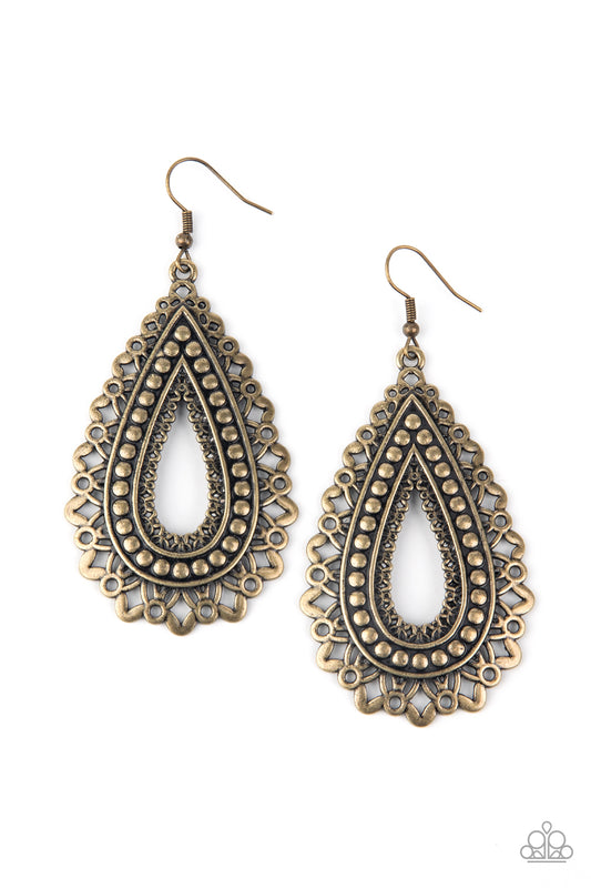 Texture Garden - Brass - Paparazzi Earrings