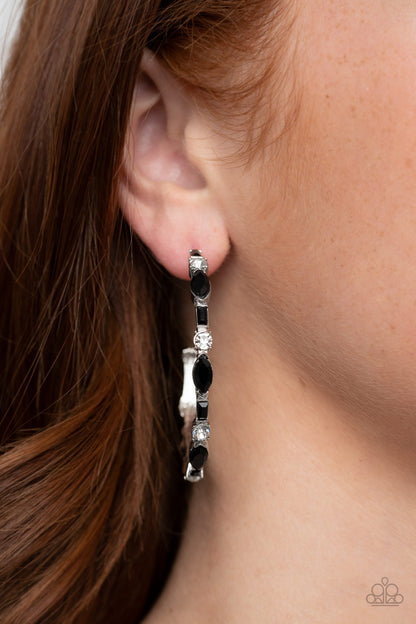 There Goes The Neighborhood - Black Hoop - Paparazzi Earrings