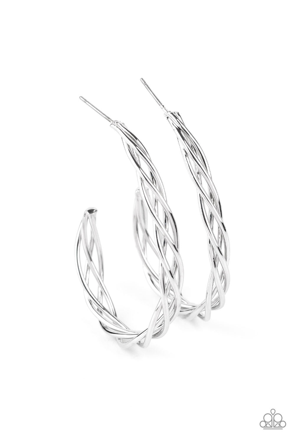 Twisted Tango - Silver - Paparazzi Earrings