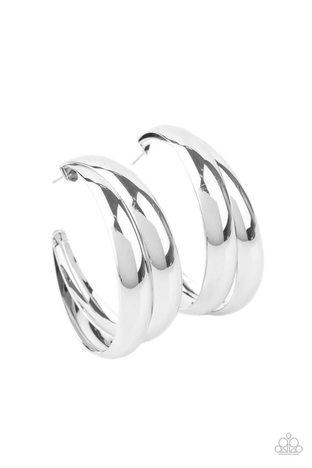 Colossal Curves - Silver - Paparazzi Earrings