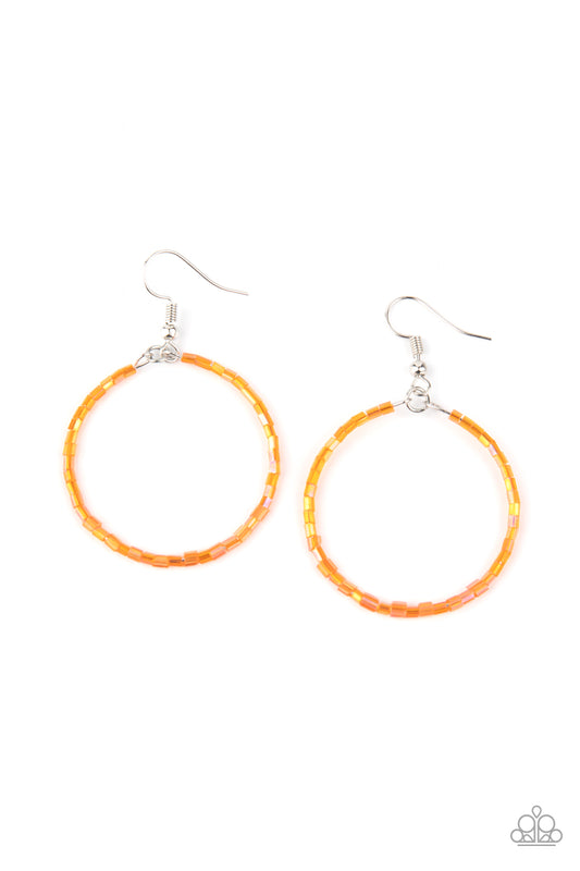 Colorfully Curvy - Orange - Paparazzi Earrings