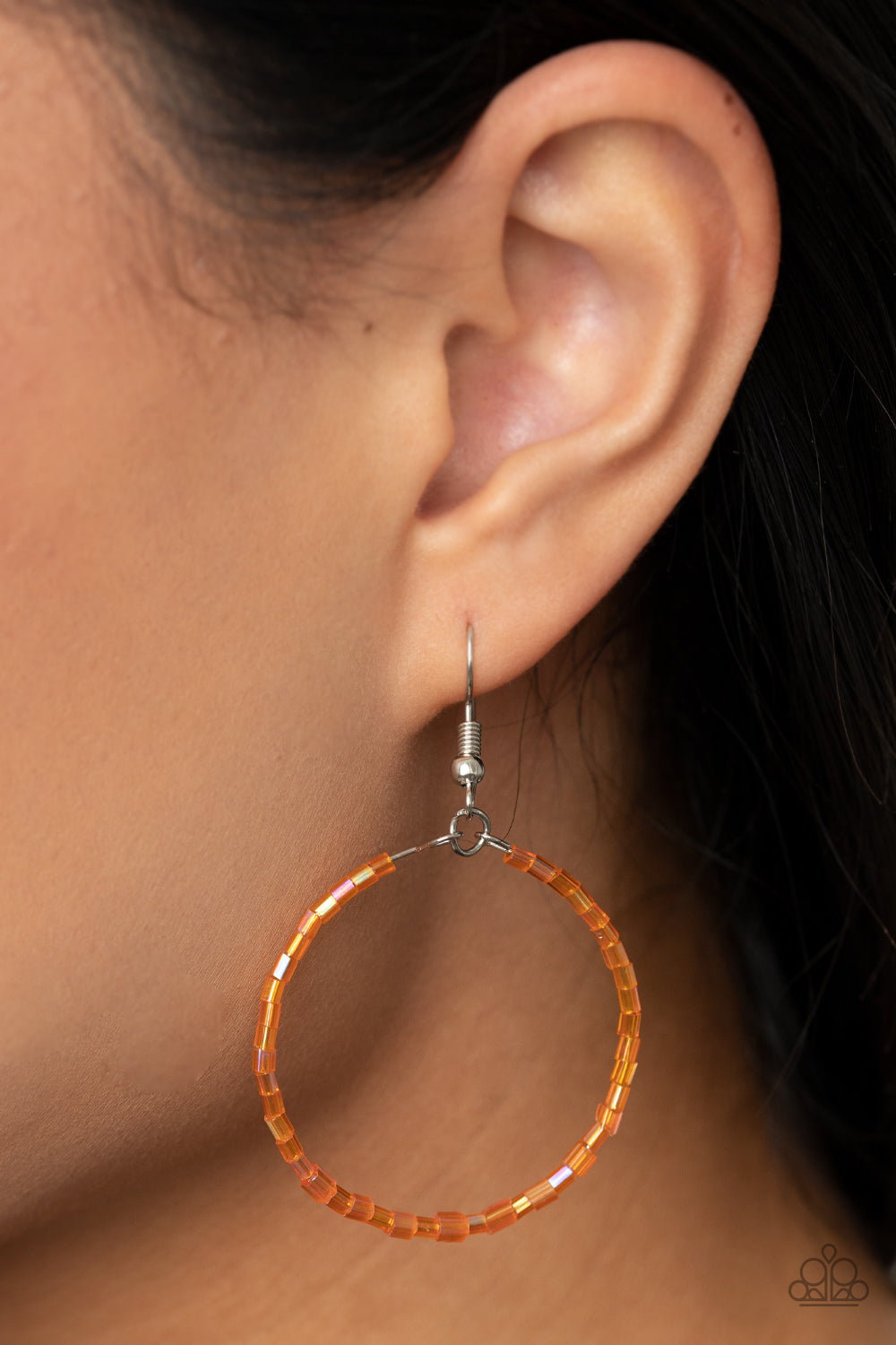 Colorfully Curvy - Orange - Paparazzi Earrings