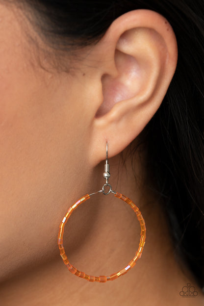 Colorfully Curvy - Orange - Paparazzi Earrings