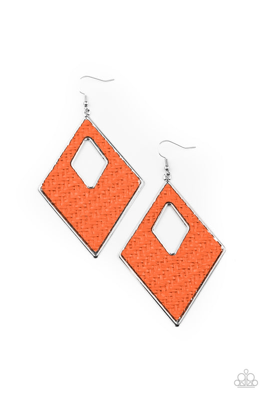 Woven Wanderer - Orange - Paparazzi Earrings