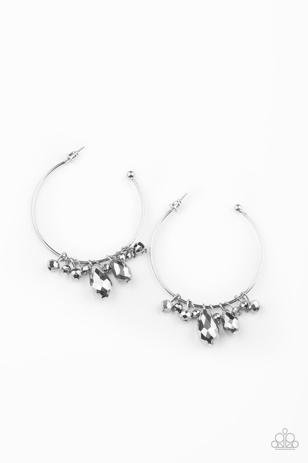 Dazzling Downpour - Silver - Paparazzi Earrings