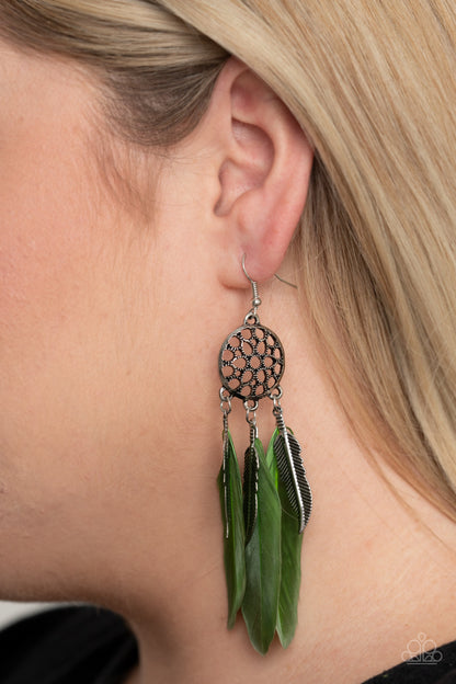 In Your Wildest DREAM-CATCHERS - Green - Paparazzi Earrings