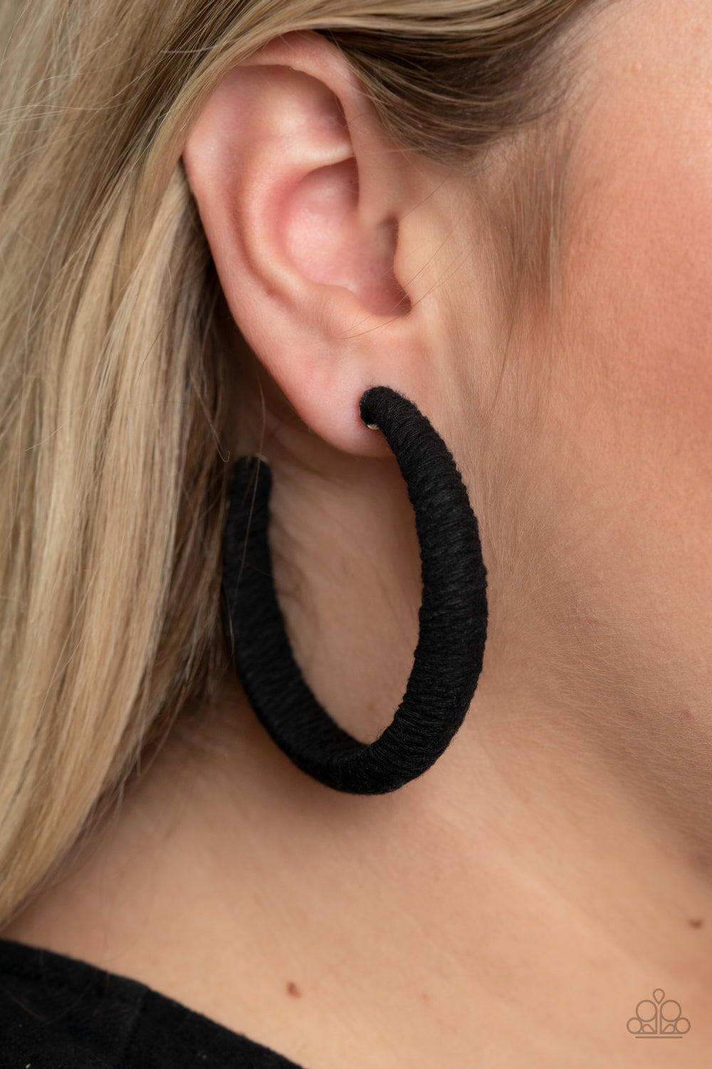 Twine and Dine - Black Hoop - Paparazzi Earrings