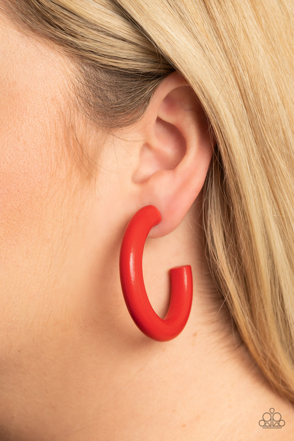 Woodsy Wonder - Red Wood Hoop Earrings