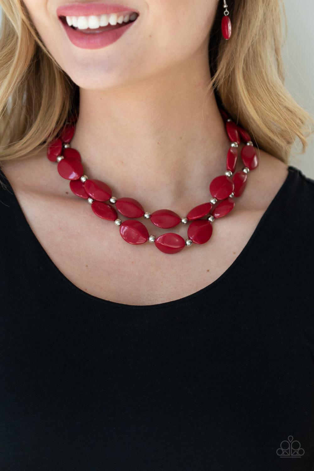 Two-Story Stunner - Red - Paparazzi Necklace